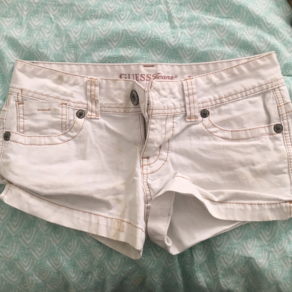 White Denim Shorts - Guess